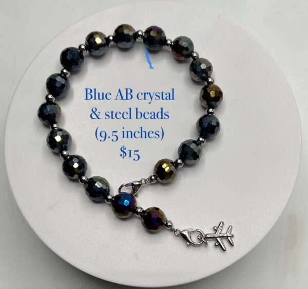 Pearl Ivy's ZP Dark Blue AB Rondell Crystals & Silver Beads